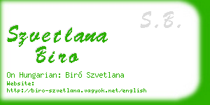 szvetlana biro business card